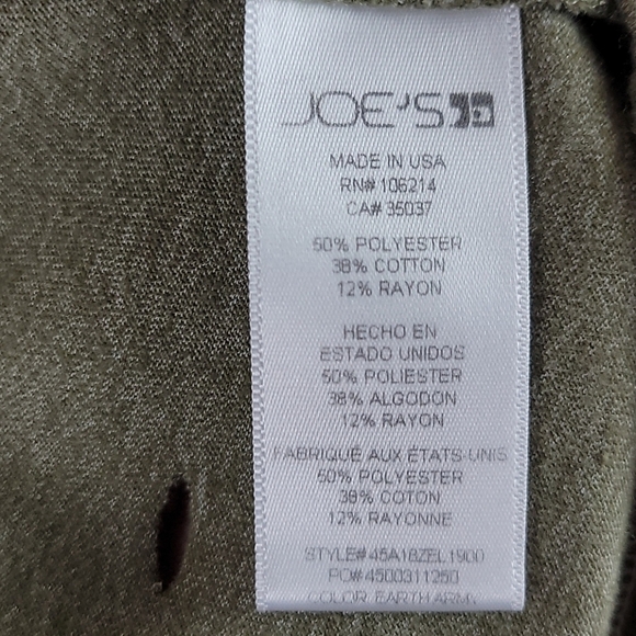 Joe's Jeans Zelly Oversized Distressed T-Shirt Earth Army Green S - Picture 5 of 7